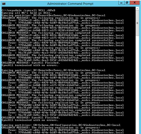 repadmin syncall adep command.